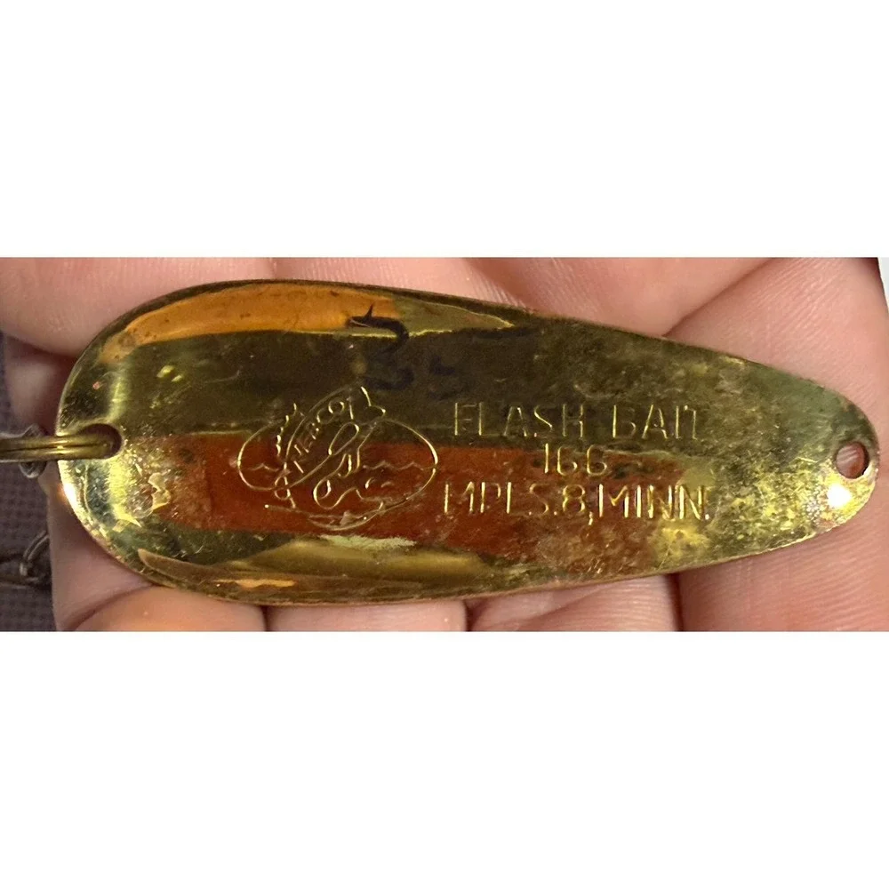 Vintage Nebco Flash Bait Johnson Silver Minnow‎ Fishing Spoon Lure Lot 5pc Brass
